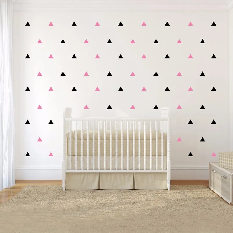 120pcs/set Triangles Pattern Wall Decal 1,2 or 3 colors DIY Nursery Decal Kids Bedroom Home Decor Wall Sticker Wallpaper 714