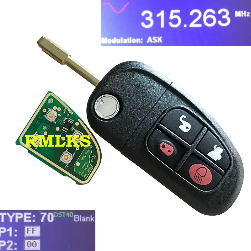 Rmlks新 4 ボタン黒車のキーレス 315mhz 433mhz 4D60 チップ包茎ブレイドjagua xs xj floding