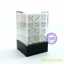 Bescon 12mm 6面ダイス36ブリックボックス、12mm 6面ダイス (36) ブロック、ピップ付き半透明ホワイト