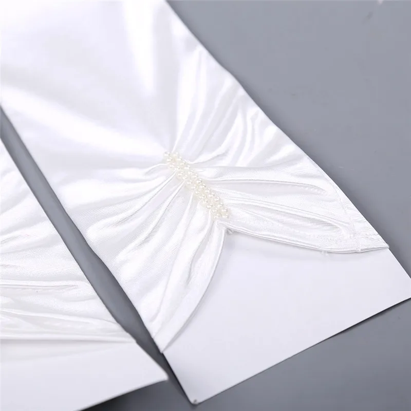 JaneVini 2019 Trắng Dài Bridal Găng Tay Elbow Chiều Dài Người Phụ Nữ Găng Tay Đám Cưới Đầy Đủ Ngón Tay Găng Tay Găng Tay Satin Găng Tay Găng Tay đối với Đảng Evening