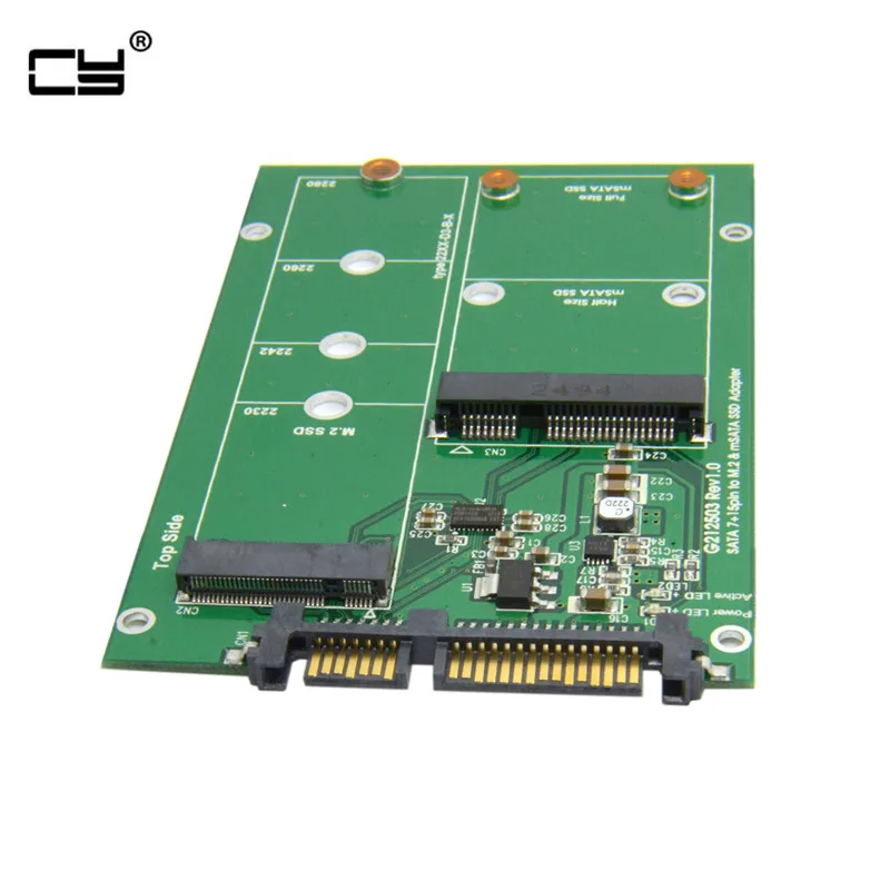 2 in 1 Combo Mini PCI- E 2 Lane M.2 NGFF & mSATA SSD to SATA 3.0 III Adapter Converter PCBA