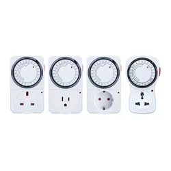 Universal mecânica temporizador soquete, temporizador de cozinha, saída Loop, 24 horas interruptor cíclico, 230VAC, 3500W, 16A, Reino Unido, UE, CN, EUA Plug