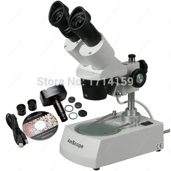 Hobbyist Microscope-AmScope Supplies 10X-20X-30X-60X Stereo Microscope + 1.3MP USB Camera