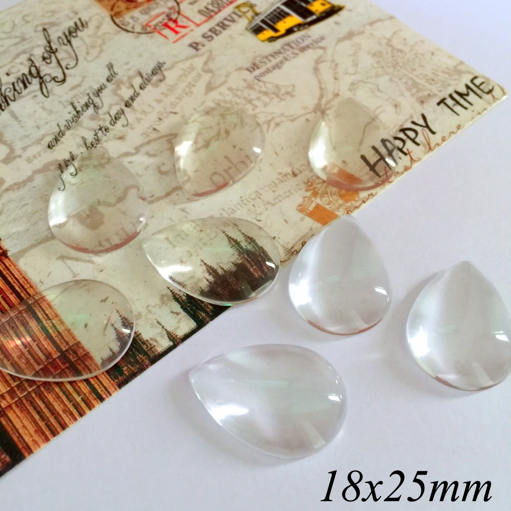 ZEROUP 20pcs/lot 18x25mm Handmade Clear Glass Cabochon Domed Drip Jewelry Accessories