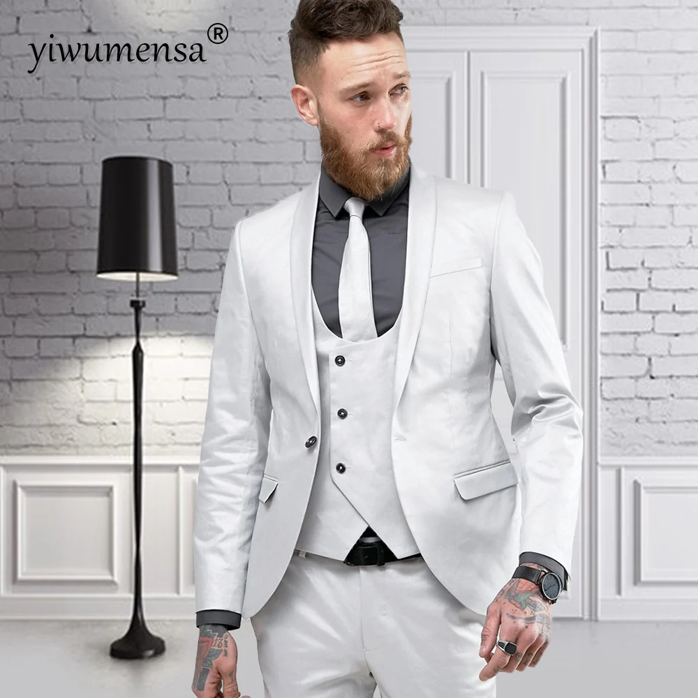 YIWUMENSA Spring/Autumn Vestido De Noiva Slim Fit Marriage Groomsmen Blazer+Double Breasted Vest+Pants Custom Made Mens Suits