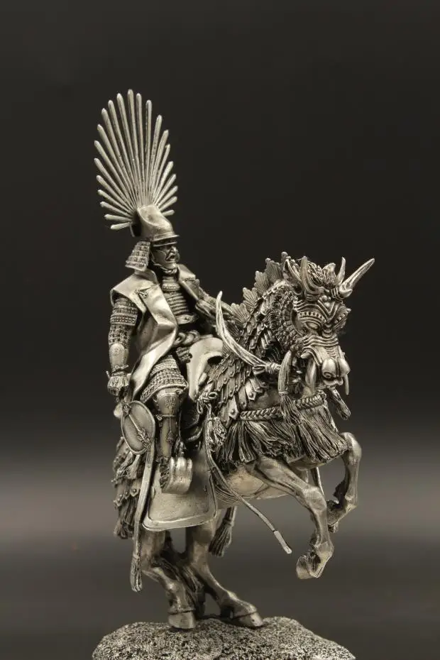 Japan History Toyotomi Hideyoshi Tin Metal Sengoku Samurai Generals Figurines Model Home Desktop Decoration DIY Gifts 1/24
