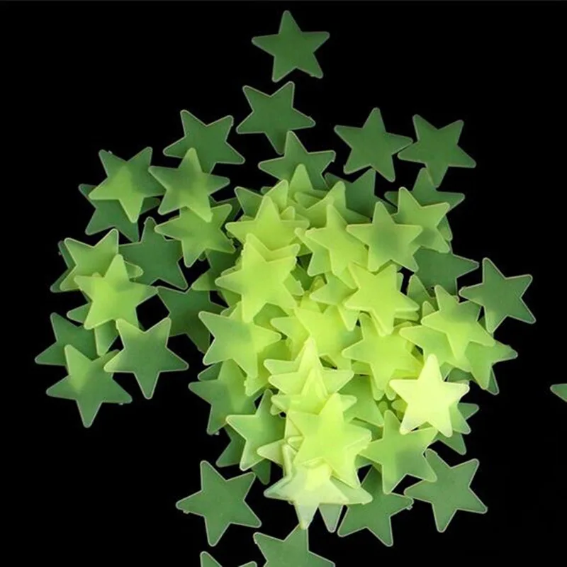 by DHL or EMS 100 pack 100pcs/ Pack Wall Stickers Stars Luminous Fluorescent Noctilucent Glow In The Dark For Kids Rooms