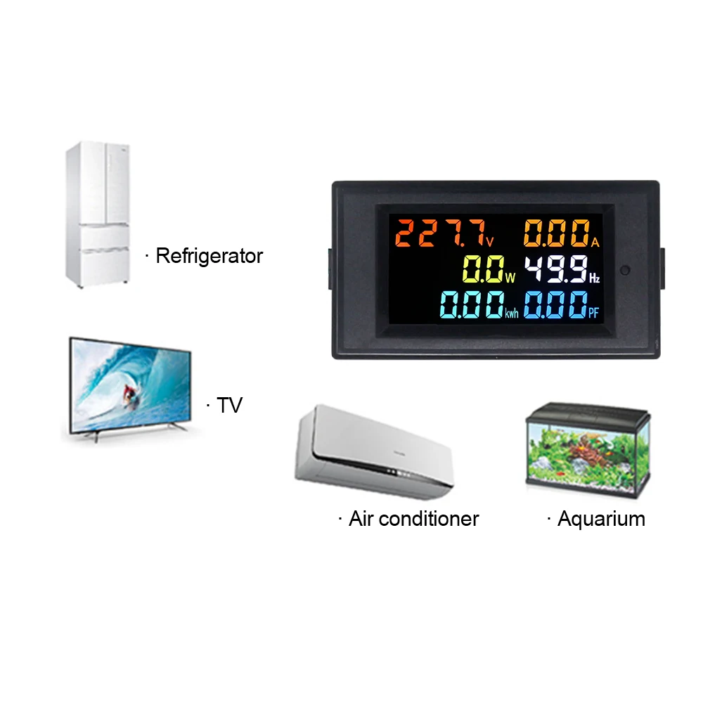 Digital AC40.0-300.0V 0.01-100A Voltmeter Ammeter Power Energy Frequency PF Meter With Coil Volt Amp Meter Monitor HD Screen