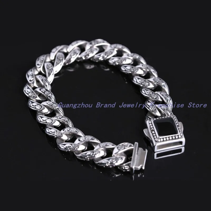 Promotion Sale Elegant 316L Stainless Steel Black Crystal And Link Chain Men's Bracelet Bangle,First Class Technology Good Gift