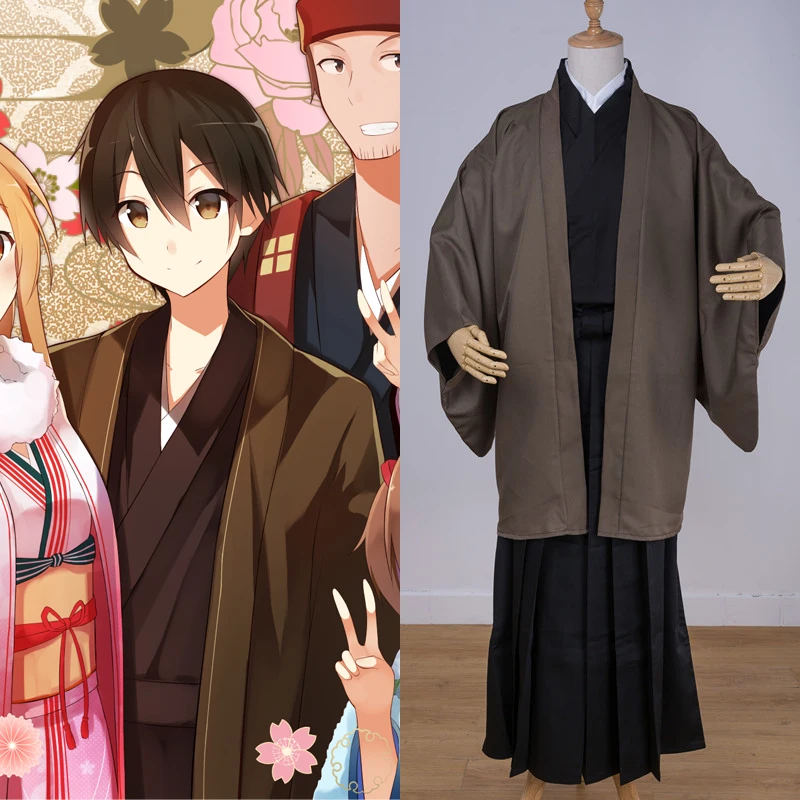 

Sword Art Online Kirigaya Kazuto Kirito New Year Ver. Kimono Cosplay Costume H028