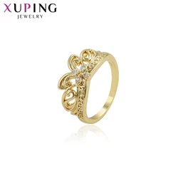 Xuping Jewelry Light Gold Color Luxury Ring for Women Cubic Zirconia Wedding Gift 15882