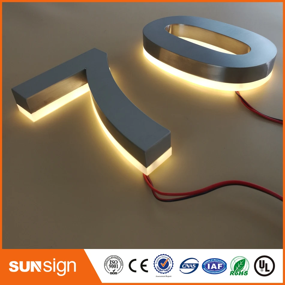 H 15cm cheap backlit brushed stainless steel letter led sign