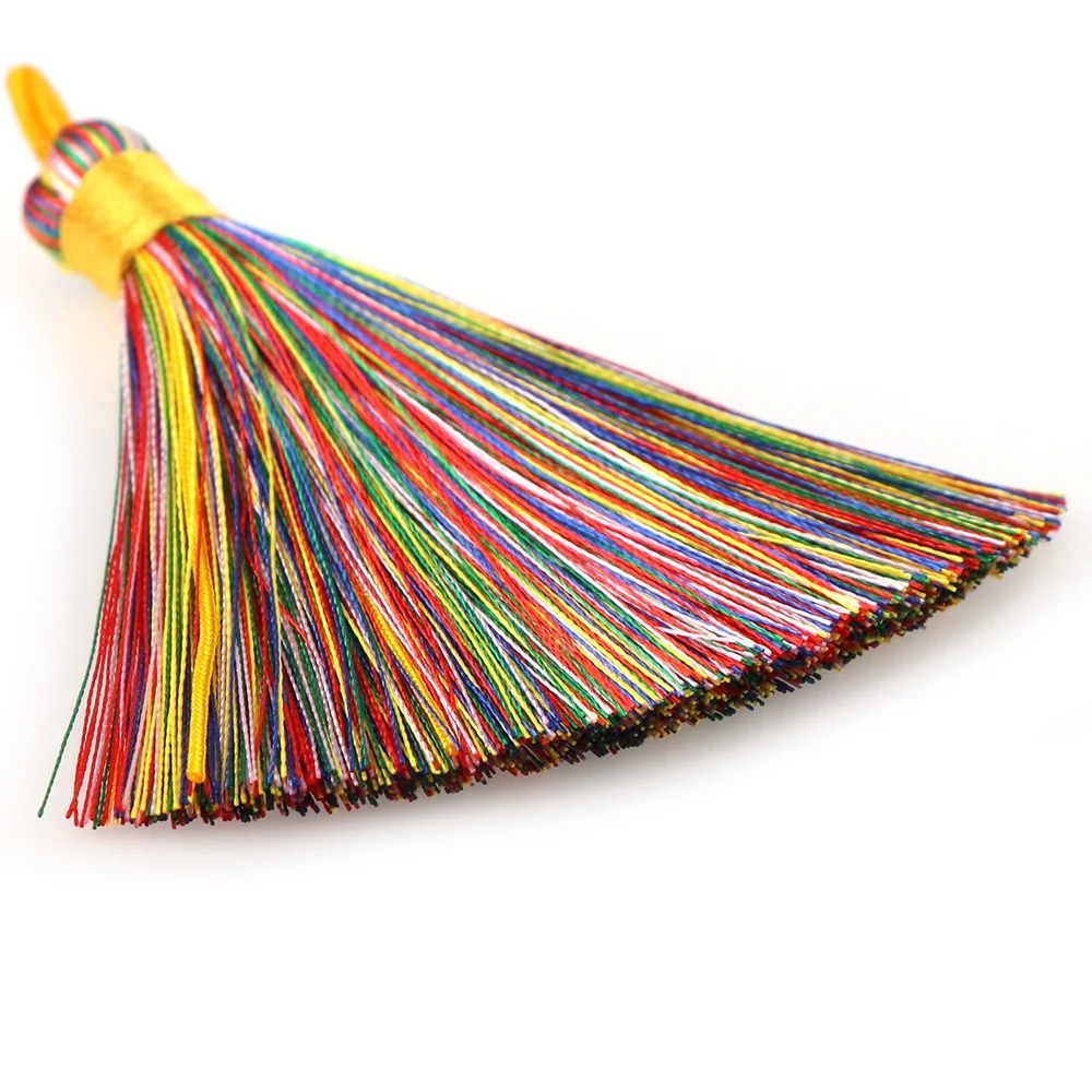 Bộ 5 Dài 8Cm Nhiều Màu Satin LỤA Tua Rua Chổi Bông Tai Charm Mặt Dây Chuyền CottonTassels Tự Làm Trang Sức Làm Cho Những Phát Hiện