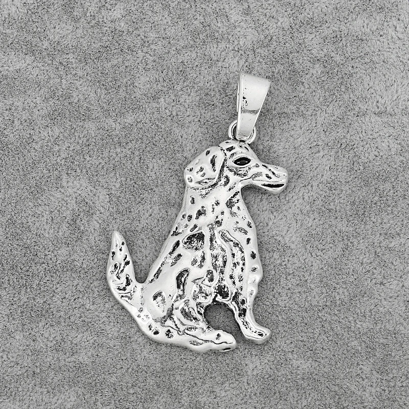 4PCS Tibetan Large Hammered Pet Cute Dalmatian Dog Charms Pendants Beads  for 3D Necklace Finding Handicraft