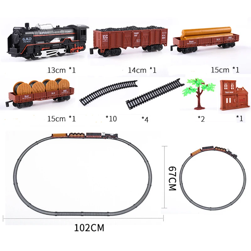 Tren de carga eléctrico de juguete para niños, modelo de tren de carga simulado, regalo de cumpleaños y Navidad, con carro de ferrocarril, juguetes para niños