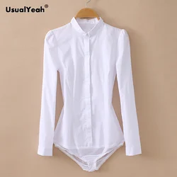 Più il Formato 2020 di Nuovo Modo Formale Camicette Elegante A manica Lunga In Cotone OL Corpo Camicetta Camicia Blusas Bianco S-3XL SY0385