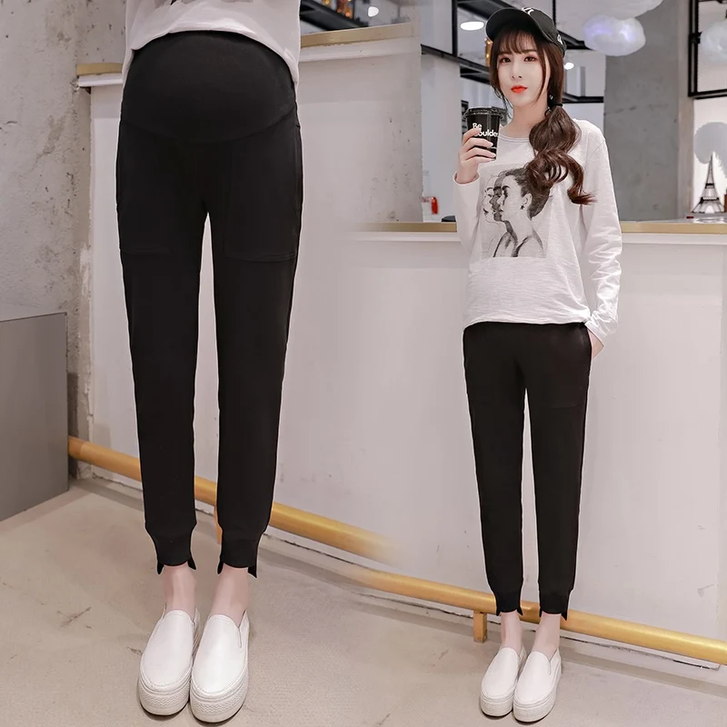 

Pregnant women pants bottoming pants 2019 new fashion spring cotton harem pants tide mother outside wearing spring