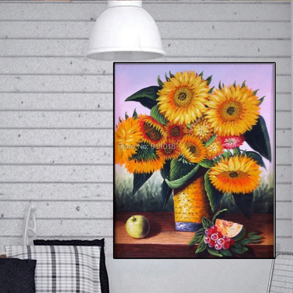 

Ручная роспись настенная Картина на холсте высокий Q. Картины с подсолнухами для гостиной, Декор, живопись, домашний декор, цветы, масляная живопись