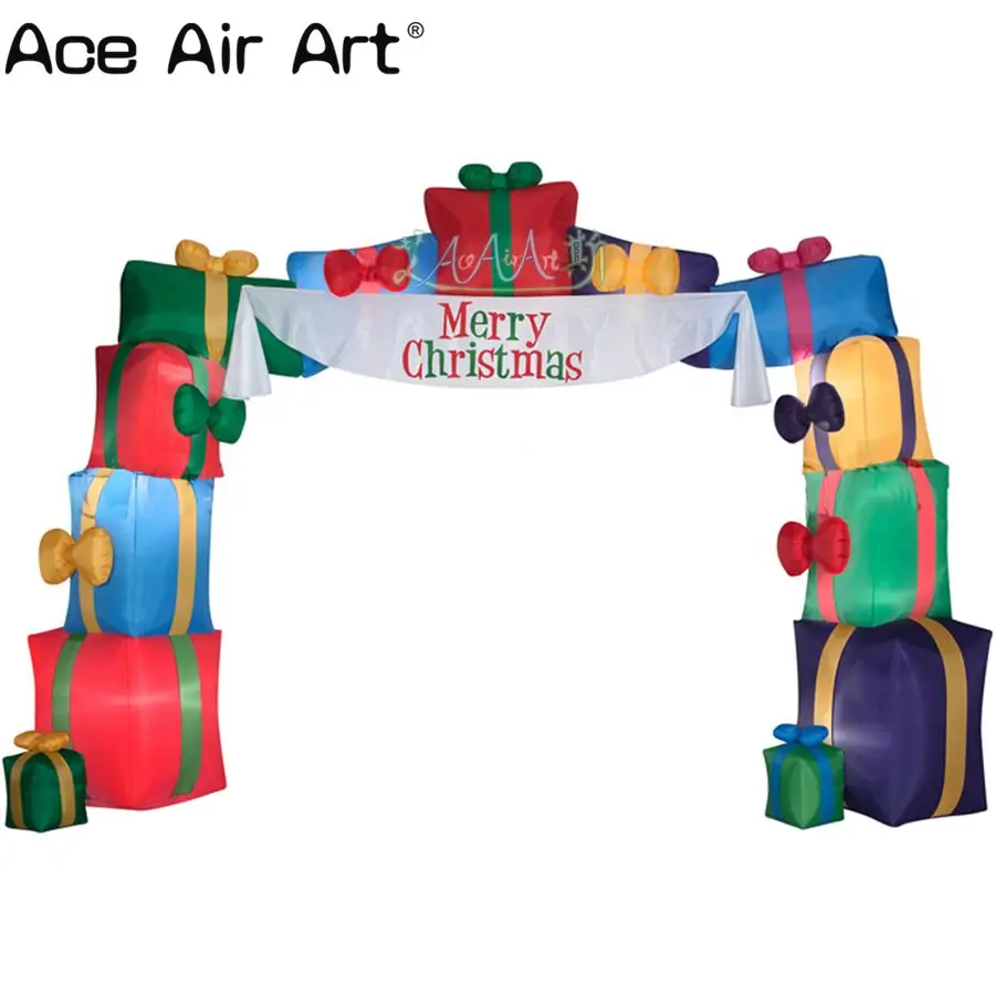 New Design  Party Decorations Air Blown Christmas  Arch with Built on Gift  Boxes for Christmas Activity