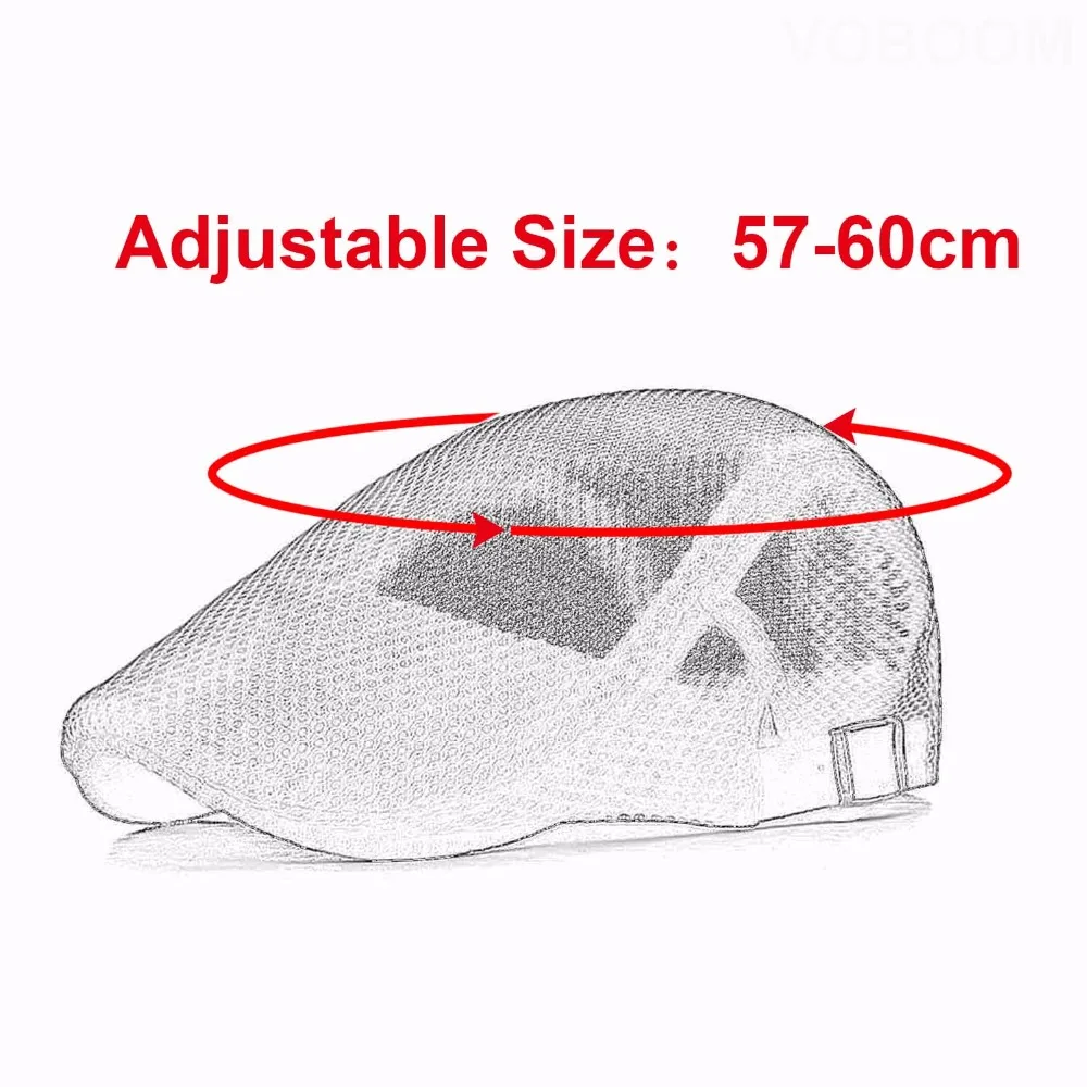 VOBOOM ผู้ชายฤดูร้อน Casual Beret หมวก Ivy หมวกแบน Cabbie Newsboy สไตล์ Gatsby หมวกปรับ Breathable Boina หมวกตาข่าย124