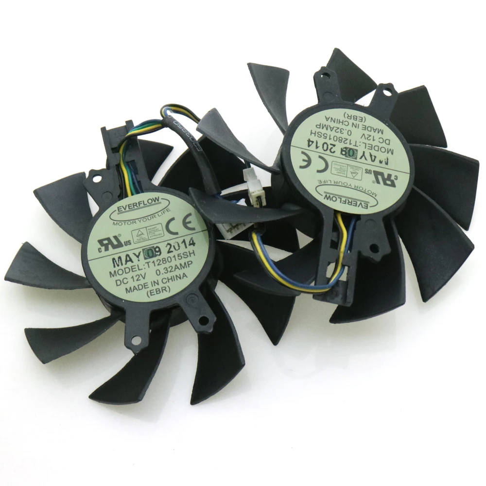 Free Shipping T128015SH 75mm 49*46*17mm 0.32AMP 4Pin For Hasee GM50Ti GTX750Ti GTX950 GTX960 Graphics Video Card VGA Fan