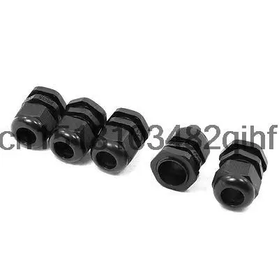 5Pcs PG7/9/11/13.5/16/19/21/2529/36  Electric Cable Glands Plastic Connectors Black