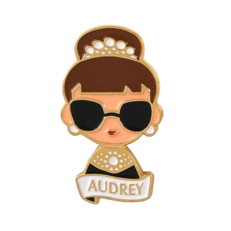 Shakespeare Audrey Hepburn Celebrity Brooch and Enamel Pin Amy Portrait Lapel pin for Clothing Backpack Hat Shirt