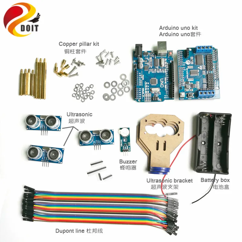 

Набор для обхода препятствий для робота-танка, шасси автомобиля для arduino + плата привода двигателя + Ультразвуковой датчик + зуммер «сделай сам»