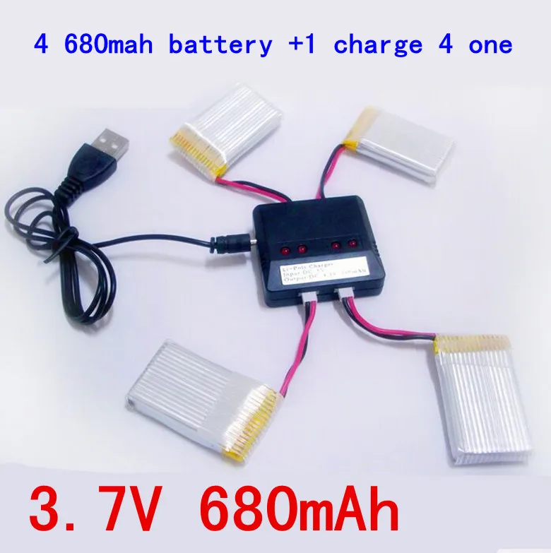 Syma X5C X5SC Parts 3.7V 680mAh Upgrade Battery & 4 In 1 X4 Lipo Battery USB Charger Spare Parts for Syma RC Drone