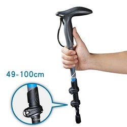 Bastoncini da passeggio in fibra di carbonio con manico a T per bastoncini da turismo telescopici Trekking Nordic Walking Pole stampelle da Trekking Bar ultraleggero