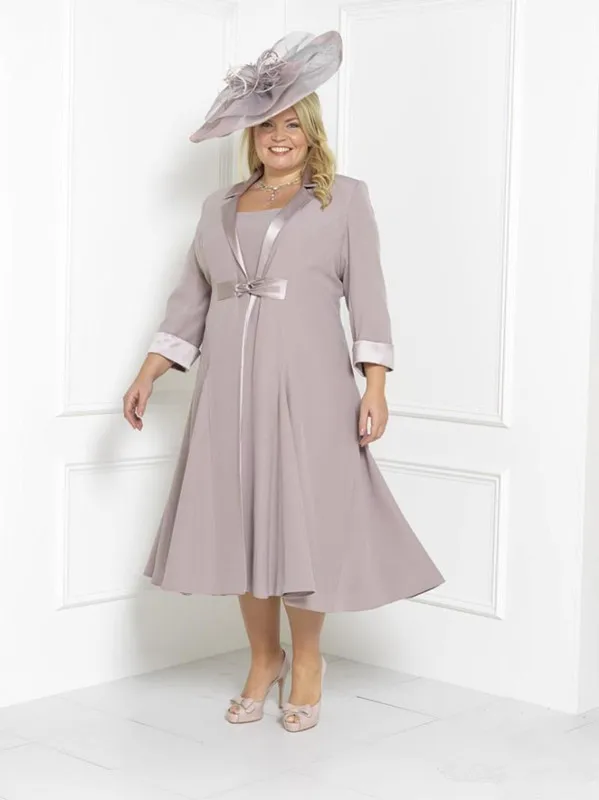 

Plus Size Mother Of The Bride Dresses A-line Chiffon Tea Length With Jacket Formal Groom Short Mother Dresses For Wedding