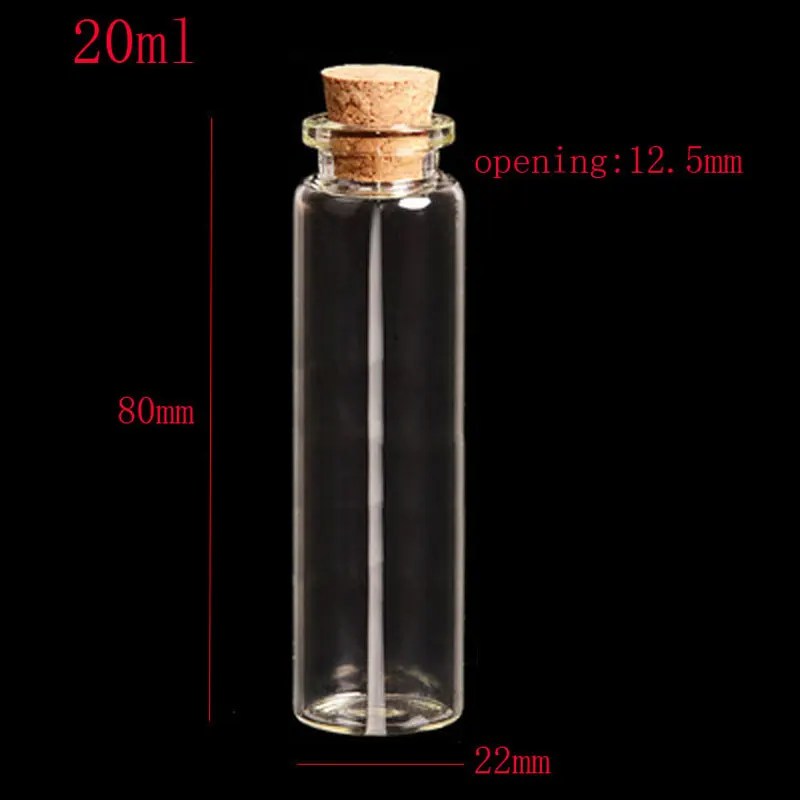 

20ml X50 glass bottle with wood cork,2/3 oz clear empty crimp neck glass containers 20cc decorative craft corked stopper vials,