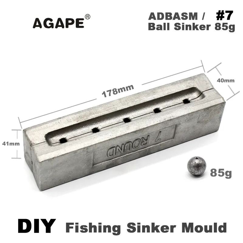 Agape DIY Fishing Ball Sinker Mould ADBASM/#7 Ball Sinker 85g 5 Cavities