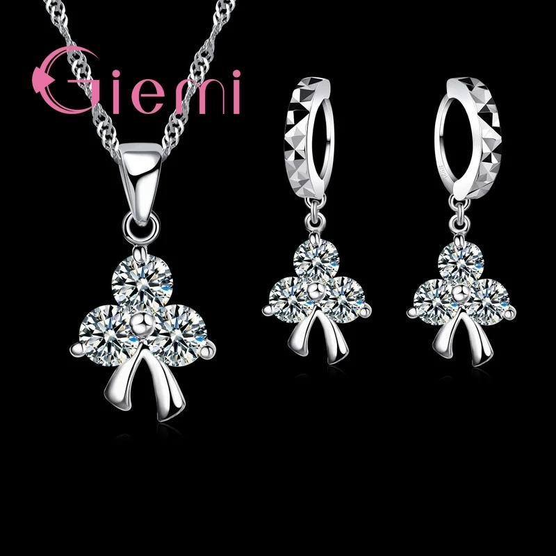 Explosion Jewelry Sets 925 Sterling Silver Austrian Crystal Zircon Drop Earrings Necklace Pendant Sets Holiday Christmas