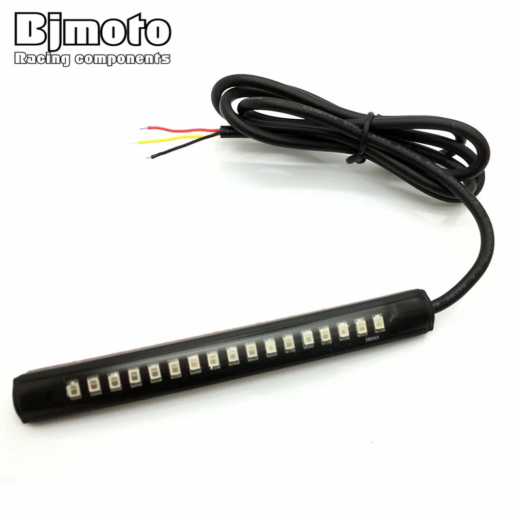 Universal Flexible LED Motorcycle Brake Lights Turn Signal Light Strip 17 Leds License Plate Light Flashing Tail Stop Lights