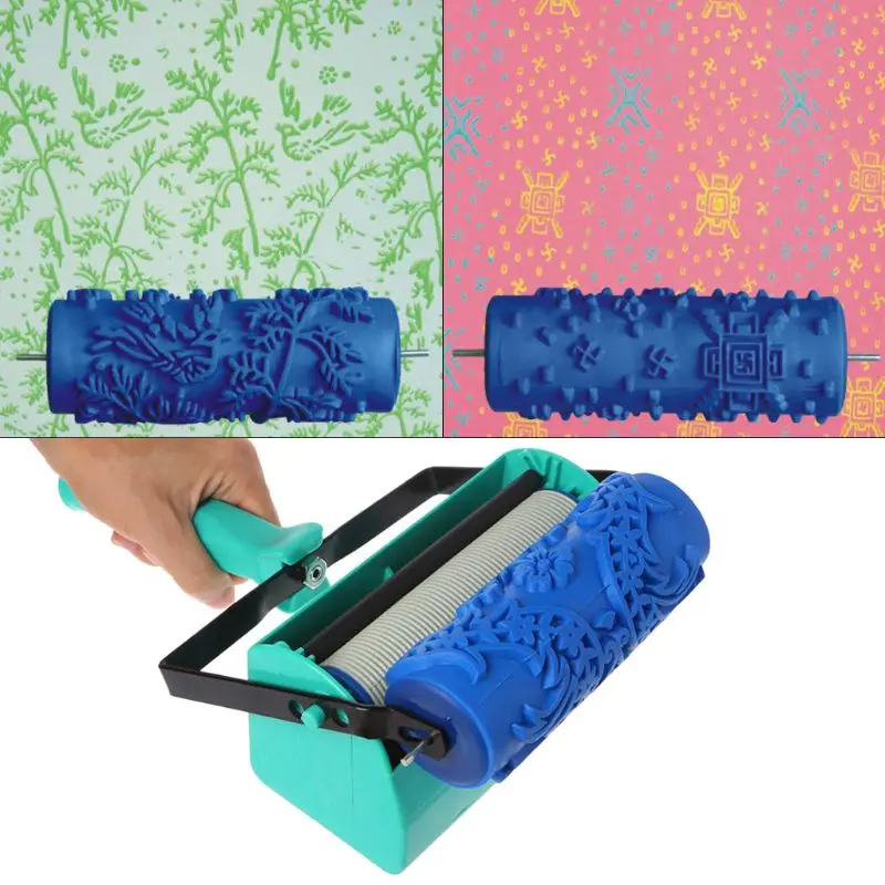 7 INCH Wallpaper Decoration Patterned Roller Embossed Paint Sleeve Wall Texture Stencil Brush 3D Pattern Decor Painting Machine