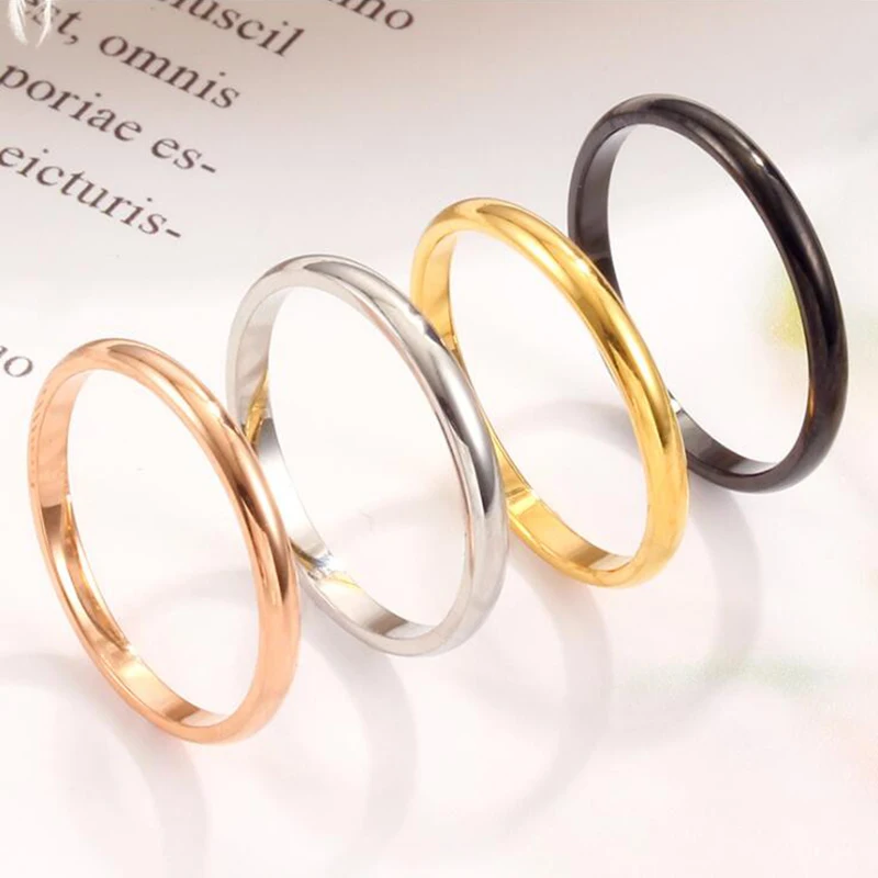 Small Stainless Steel Rings for Women Black Rose Gold Silver Color Tail Ring Fashion Jewelry Wholesale