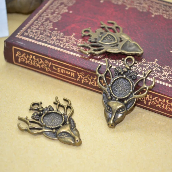 7Pcs Zinc Alloy Charms Antique Bronze Plated deer head Charms Pendants Metal Jewelry Findings Fit DIY 35*30mm D9184