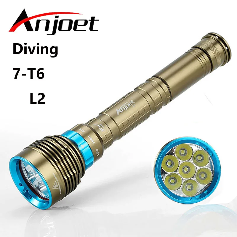 

Anjoet 70W 3-Mode 14000LM XM 7x L2 T6 LED Scuba Diving Flashlight Torch 200M Underwater Waterproof Light Lantern 18650 or 26650