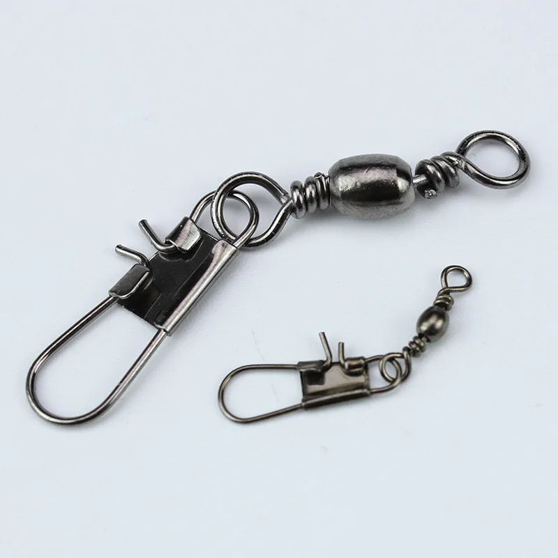 20PCS/Lot Fishing Connector Pin Bearing Rolling Swivel Stainless Steel with Snap Fishhook Lure Tackle Accessorie