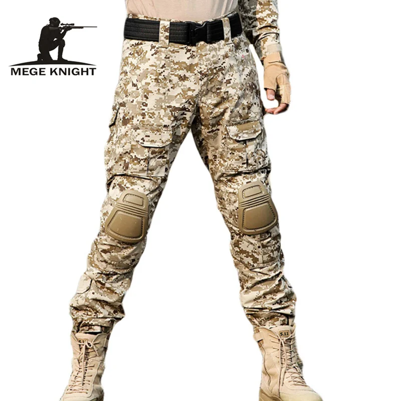 MEGE Rapid Assault multicam pants with knee pads, Camouflage tactical clothing, cargo combat trousers
