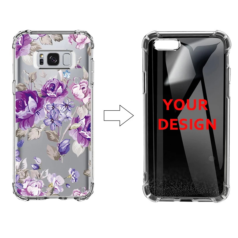 Airbag Bumper Case UV Print Any Pictures Logos Adding for Samsung Note 9 8 S9 S8 Plus Dropproof Soft TPU Rubber Transparent