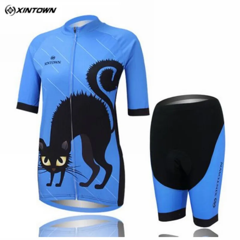 Xintown 2018 Cat Women's Cycling Jersey Set Short Sleeve Road Bike Cycling Clothing Ropa Ciclismo Bicycle Sportswear Clothes