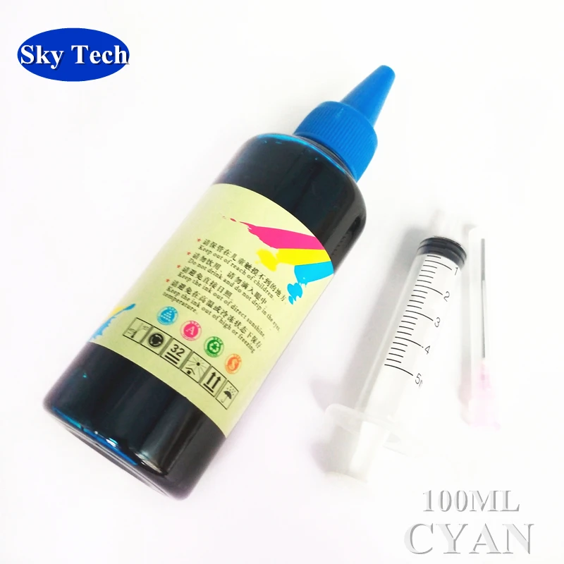 Inchiostro di ricarica di qualità per cartucce HP, inchiostro a inchiostro Dye per stampante HP Deskjet / Designjet/Photosmart. 100ML per colore.