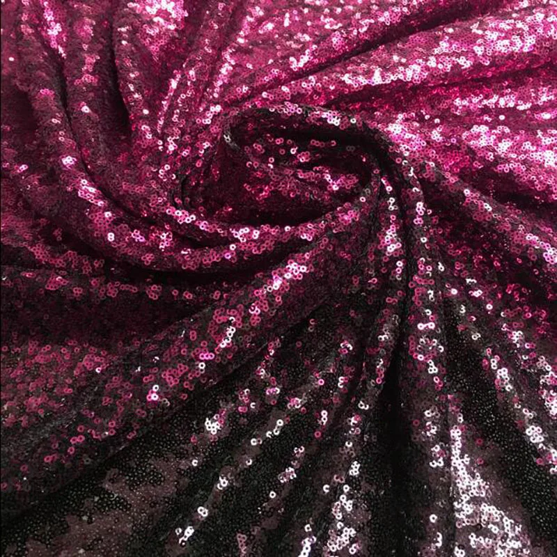 Wide 138cm Good Gradient Color 3mm Sequins Net Fabric Shining Sequins Mesh Fabric DIY Sewing Wedding Dress Performance Clothing