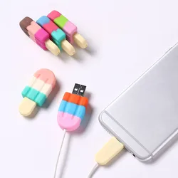 NEW Silicone Cute ice cream cable organizer for iphone cable protector de cabo USB chager wire holder for Android TYPE-C Cable