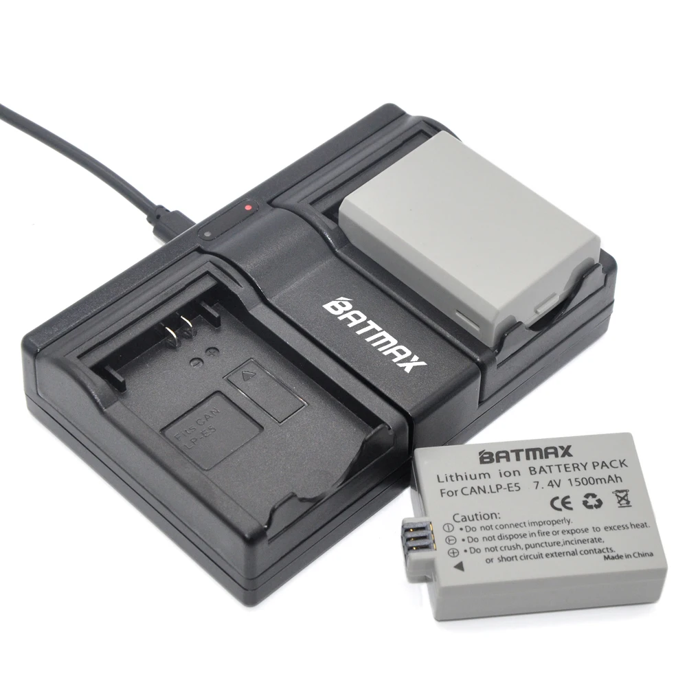 2Pcs 1500mAh LP-E5 LP E5 LPE5 Camera Battery+Dual USB Charger for Canon EOS 450D 500D 1000D KISS X2 X3 F Rebel XS XSi T1i