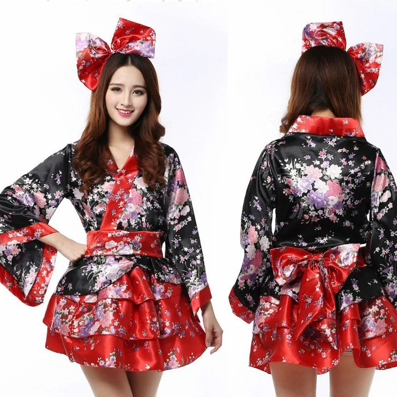 Volwassen Anime Lolita Cosplay Vrouw Geisha Kostuum Strikje Japanse Kimono Cherry Suits Halloween Fancy Dress