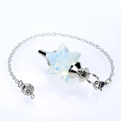 Women Men Big Natural Stone Merkaba Pendulum for Dowsing Divining Wicca Reiki White Pink Crystal Metaphysical Spiritual Pendant