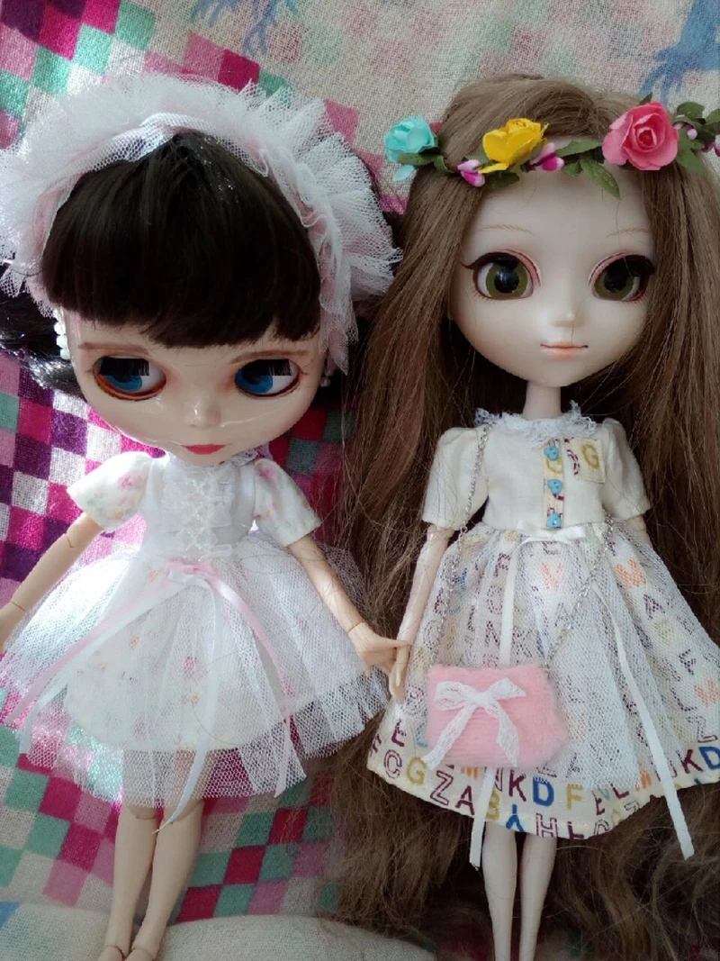 

2 Set Blyth Dolls Fairy Dress Cute 2PCS Dress + hair band + hand bag for for Pullip Dal 1/6 Dolls Accessories clothes for dolls